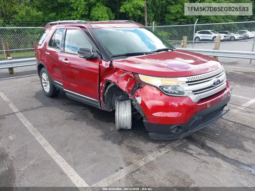 2014 Ford Explorer Xlt VIN: 1FM5K7D85EGB26583 Lot: 42253564