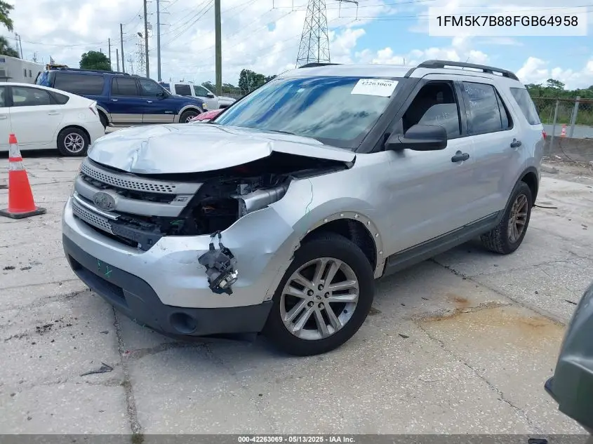 2015 Ford Explorer VIN: 1FM5K7B88FGB64958 Lot: 42263069