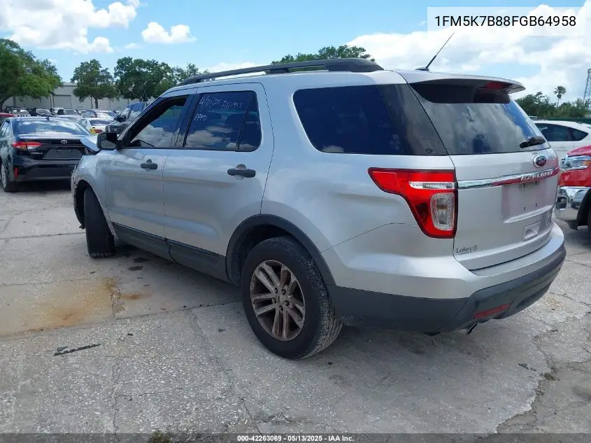 2015 Ford Explorer VIN: 1FM5K7B88FGB64958 Lot: 42263069