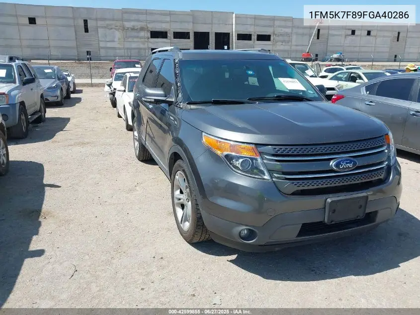 2015 Ford Explorer Limited VIN: 1FM5K7F89FGA40286 Lot: 42599855