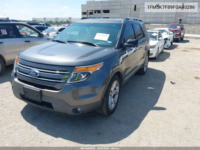 2015 Ford Explorer Limited VIN: 1FM5K7F89FGA40286 Lot: 42599855