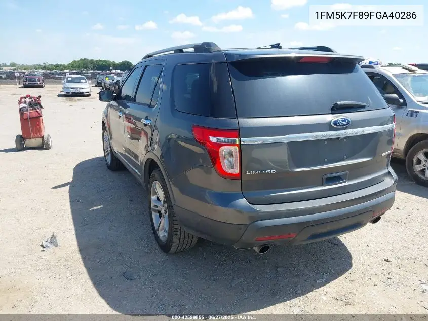 2015 Ford Explorer Limited VIN: 1FM5K7F89FGA40286 Lot: 42599855