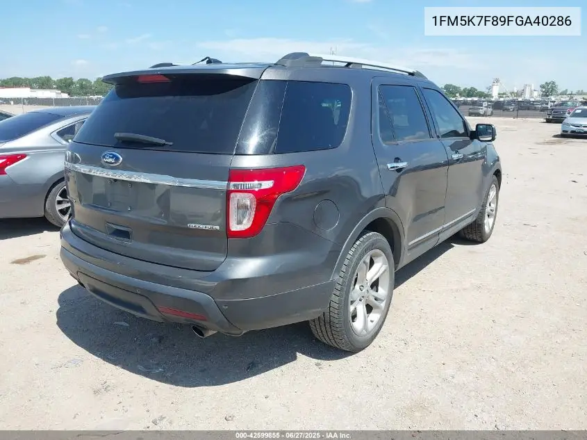 2015 Ford Explorer Limited VIN: 1FM5K7F89FGA40286 Lot: 42599855