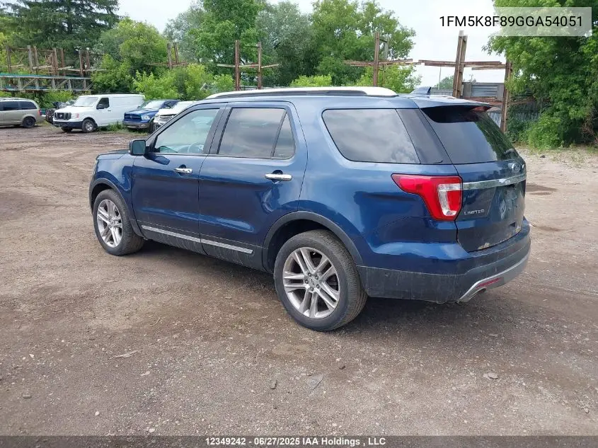 2016 Ford Explorer Limited VIN: 1FM5K8F89GGA54051 Lot: 12349242