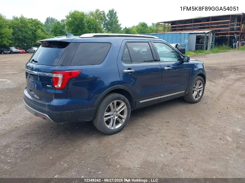 2016 Ford Explorer Limited VIN: 1FM5K8F89GGA54051 Lot: 12349242