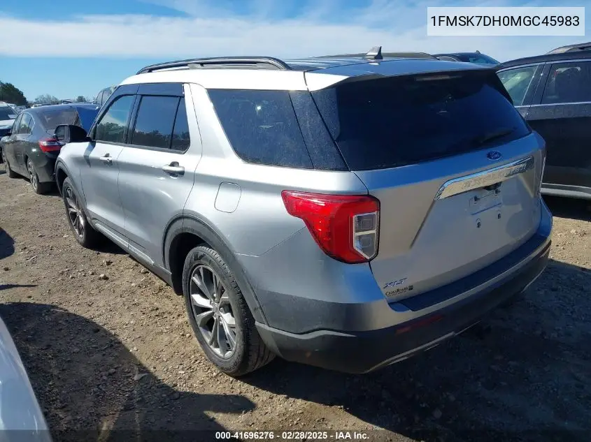 2021 Ford Explorer Xlt VIN: 1FMSK7DH0MGC45983 Lot: 41696276