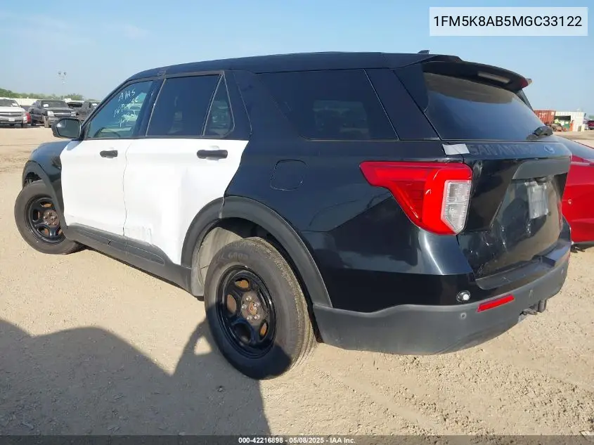 2021 Ford Police Interceptor VIN: 1FM5K8AB5MGC33122 Lot: 42216898