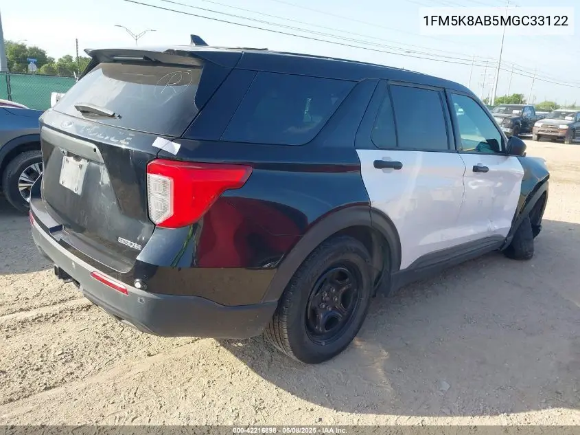 2021 Ford Police Interceptor VIN: 1FM5K8AB5MGC33122 Lot: 42216898
