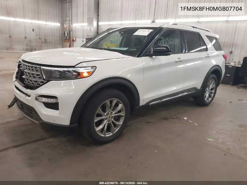 2021 Ford Explorer Limited VIN: 1FMSK8FH0MGB07704 Lot: 42236378