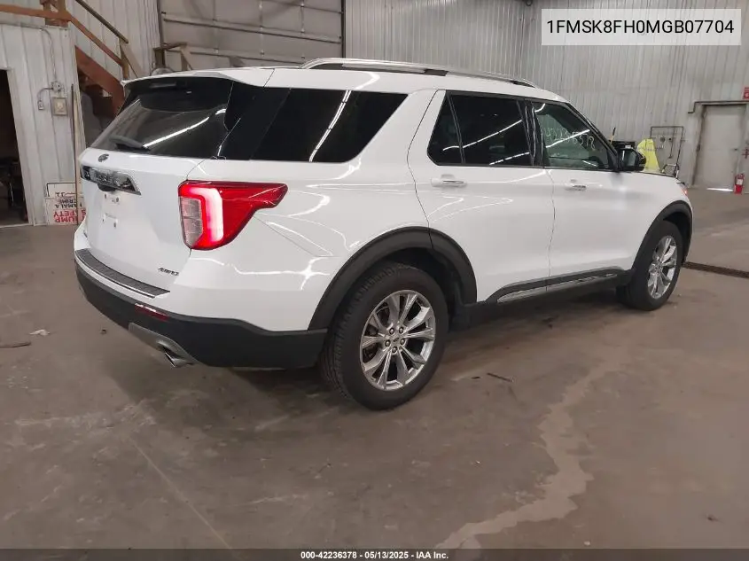 2021 Ford Explorer Limited VIN: 1FMSK8FH0MGB07704 Lot: 42236378