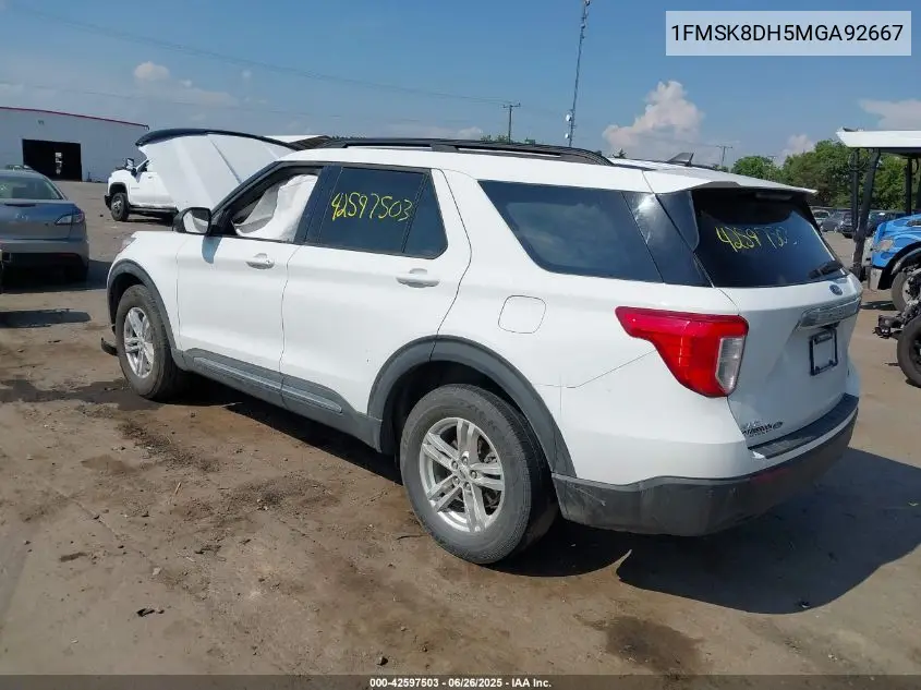 2021 Ford Explorer Xlt VIN: 1FMSK8DH5MGA92667 Lot: 42597503