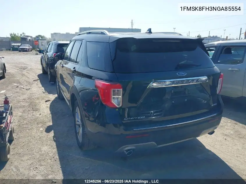 2022 Ford Explorer Limited VIN: 1FMSK8FH3NGA85554 Lot: 12345256