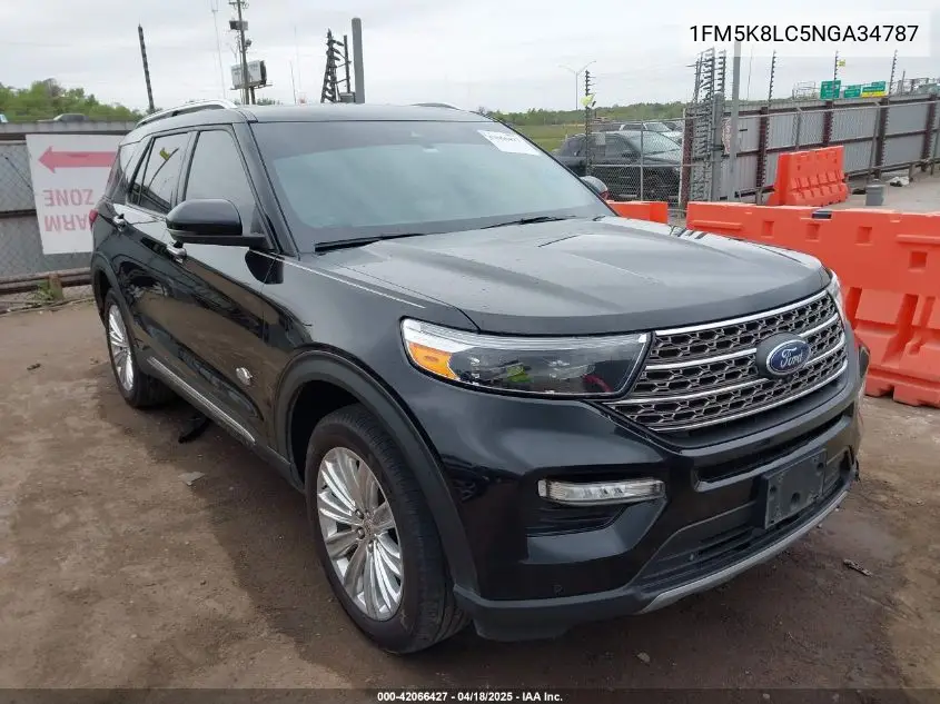 2022 Ford Explorer King Ranch VIN: 1FM5K8LC5NGA34787 Lot: 42066427