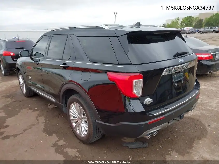 2022 Ford Explorer King Ranch VIN: 1FM5K8LC5NGA34787 Lot: 42066427