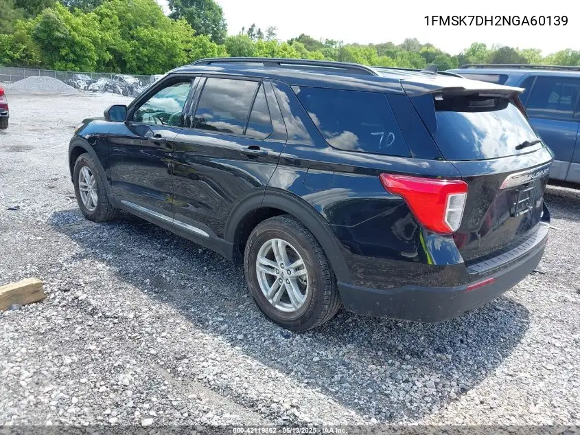2022 Ford Explorer Xlt VIN: 1FMSK7DH2NGA60139 Lot: 42119862