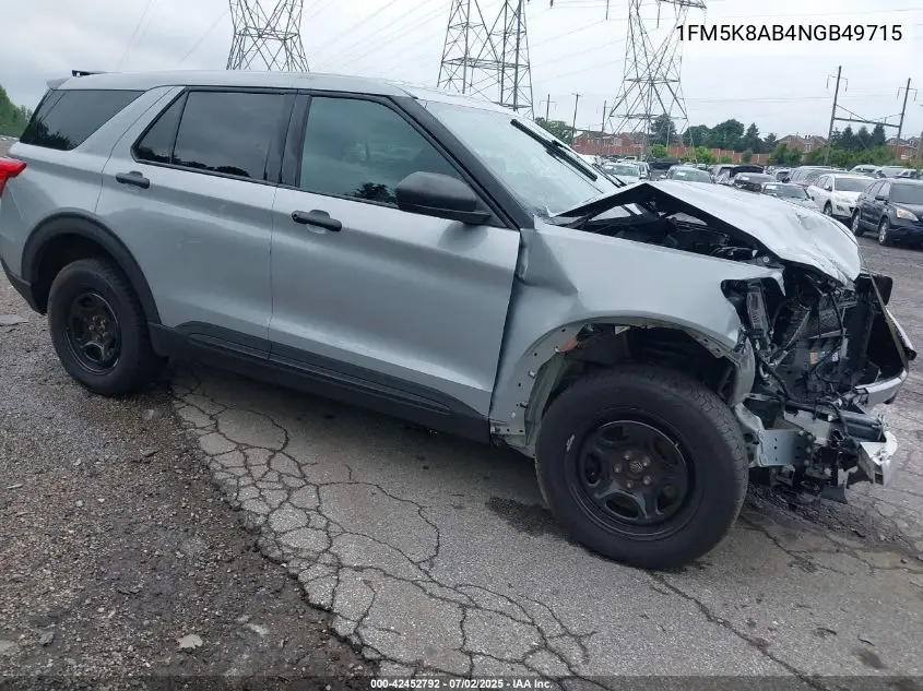 2022 Ford Police Interceptor VIN: 1FM5K8AB4NGB49715 Lot: 42452792