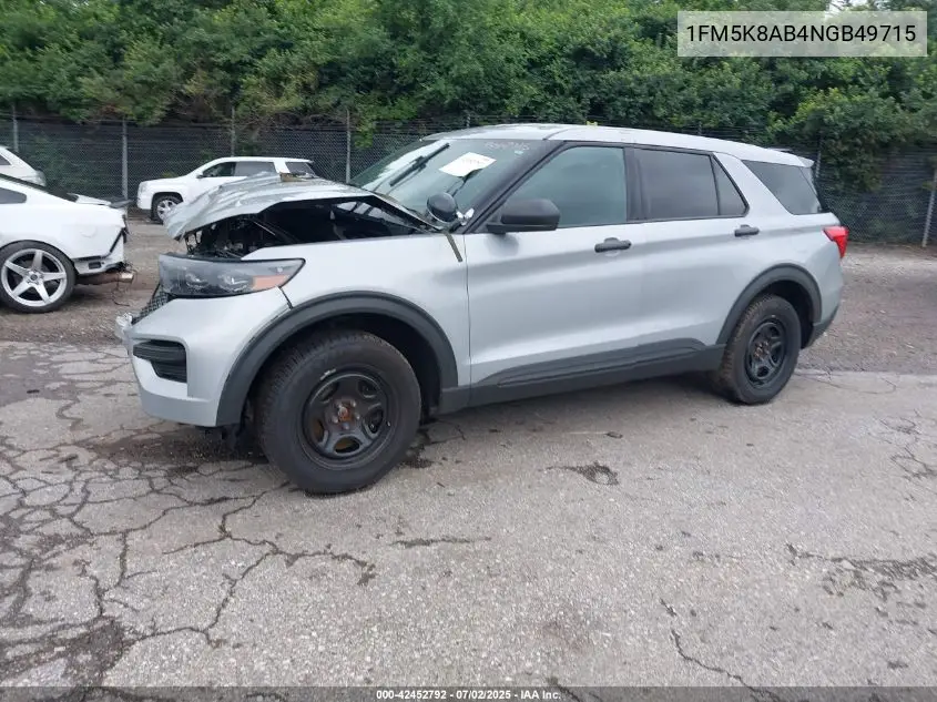 2022 Ford Police Interceptor VIN: 1FM5K8AB4NGB49715 Lot: 42452792