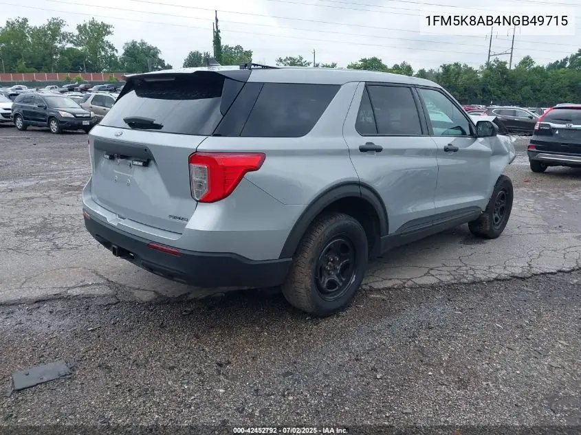 2022 Ford Police Interceptor VIN: 1FM5K8AB4NGB49715 Lot: 42452792