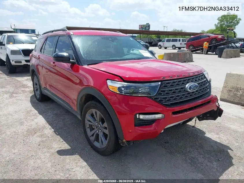 2022 Ford Explorer Xlt VIN: 1FMSK7DH2NGA33412 Lot: 42605068
