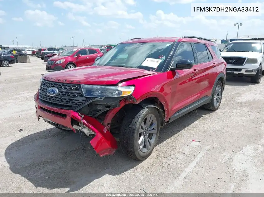 2022 Ford Explorer Xlt VIN: 1FMSK7DH2NGA33412 Lot: 42605068