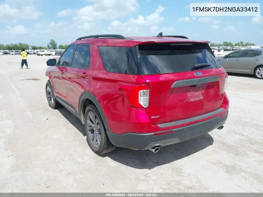 2022 Ford Explorer Xlt VIN: 1FMSK7DH2NGA33412 Lot: 42605068