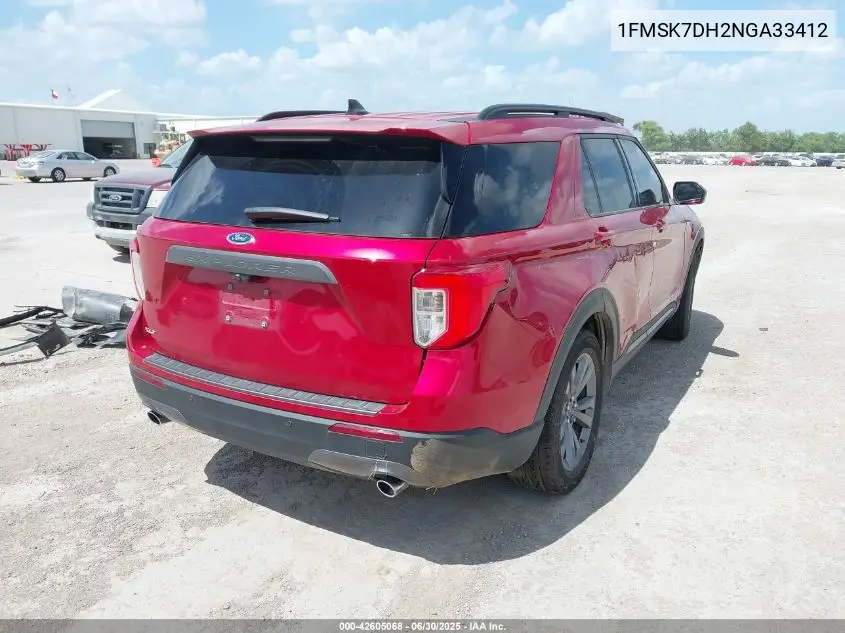 2022 Ford Explorer Xlt VIN: 1FMSK7DH2NGA33412 Lot: 42605068