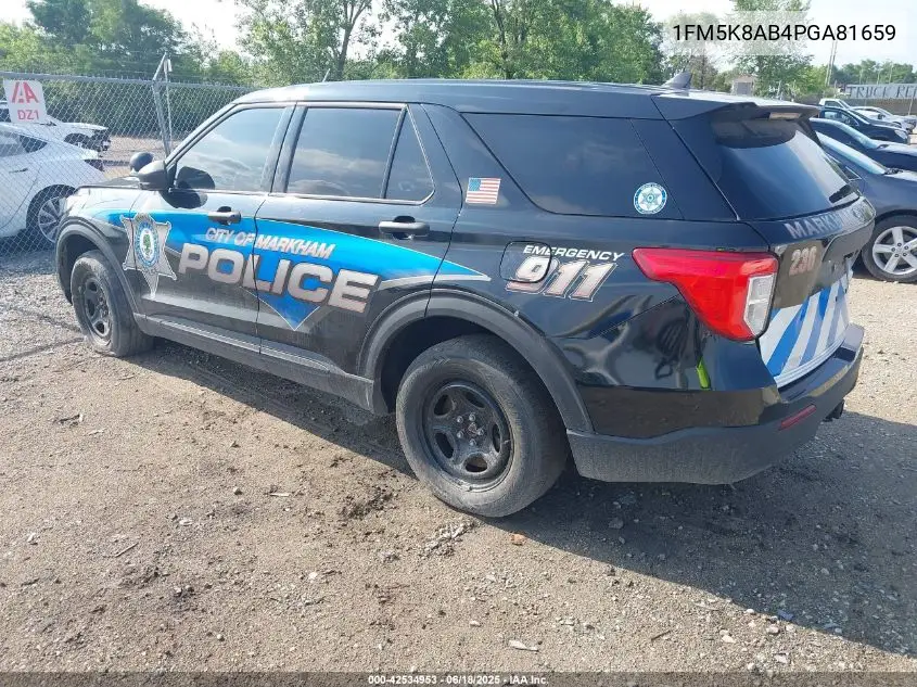 2023 Ford Police Interceptor VIN: 1FM5K8AB4PGA81659 Lot: 42534953