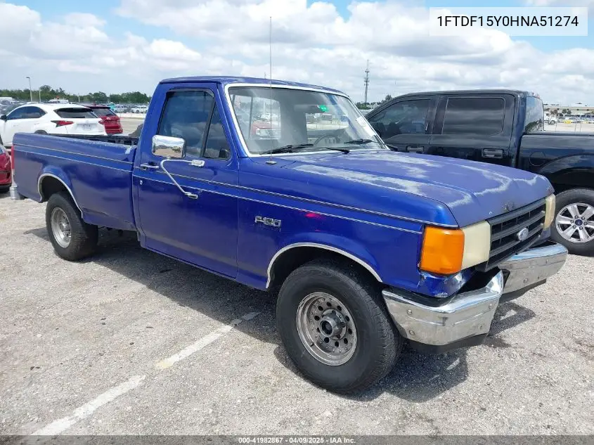 1987 Ford F150 VIN: 1FTDF15Y0HNA51274 Lot: 41982867