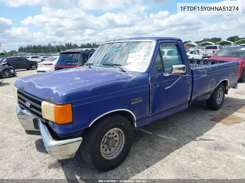1987 Ford F150 VIN: 1FTDF15Y0HNA51274 Lot: 41982867