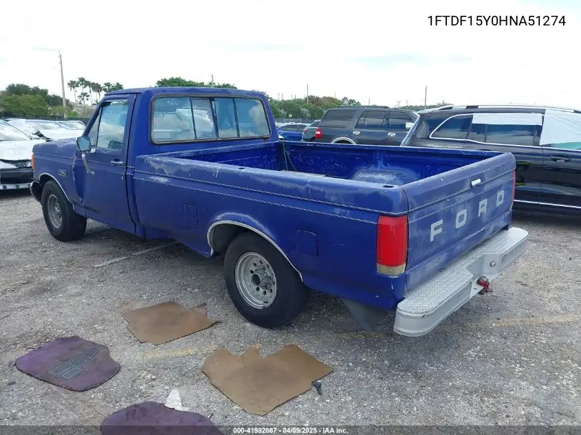 1987 Ford F150 VIN: 1FTDF15Y0HNA51274 Lot: 41982867