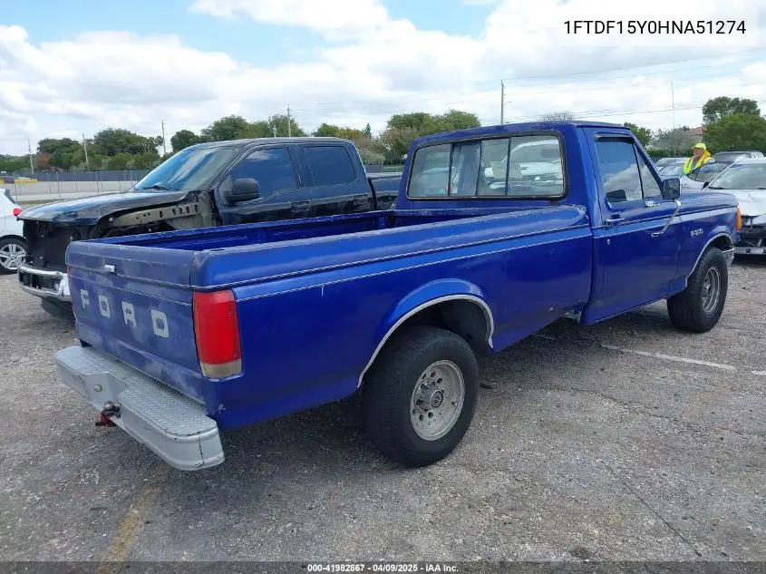 1987 Ford F150 VIN: 1FTDF15Y0HNA51274 Lot: 41982867
