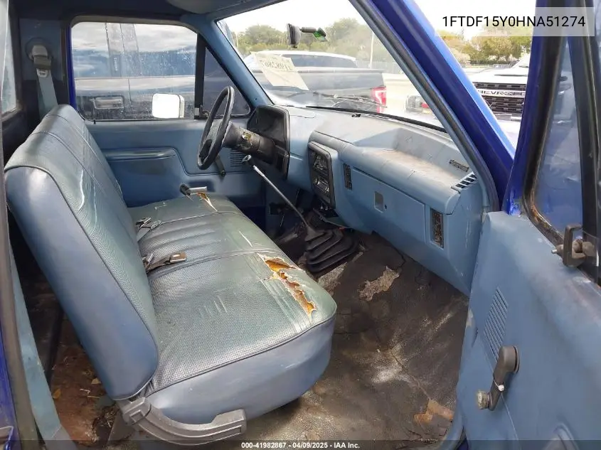 1987 Ford F150 VIN: 1FTDF15Y0HNA51274 Lot: 41982867