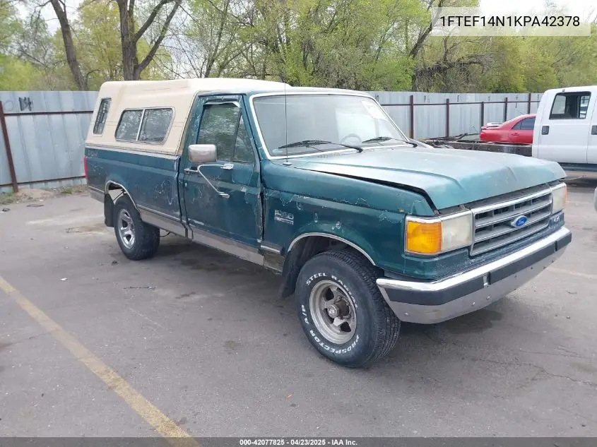 1989 Ford F150 VIN: 1FTEF14N1KPA42378 Lot: 42077825