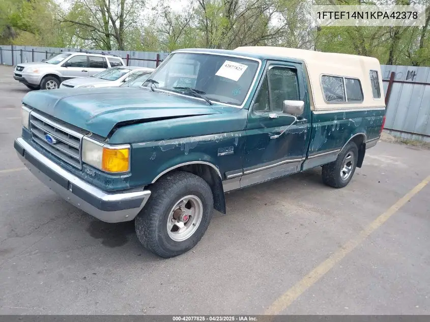 1989 Ford F150 VIN: 1FTEF14N1KPA42378 Lot: 42077825