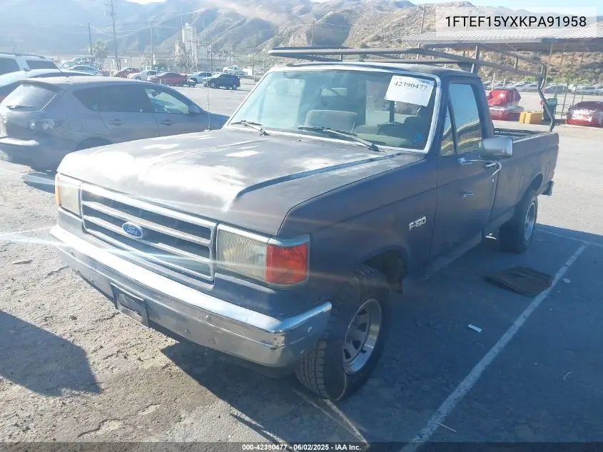1989 Ford F150 VIN: 1FTEF15YXKPA91958 Lot: 42390477