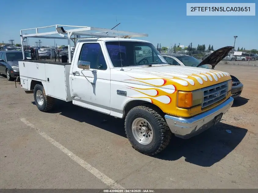 1990 Ford F150 VIN: 2FTEF15N5LCA03651 Lot: 42066289