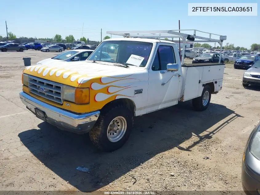 1990 Ford F150 VIN: 2FTEF15N5LCA03651 Lot: 42066289