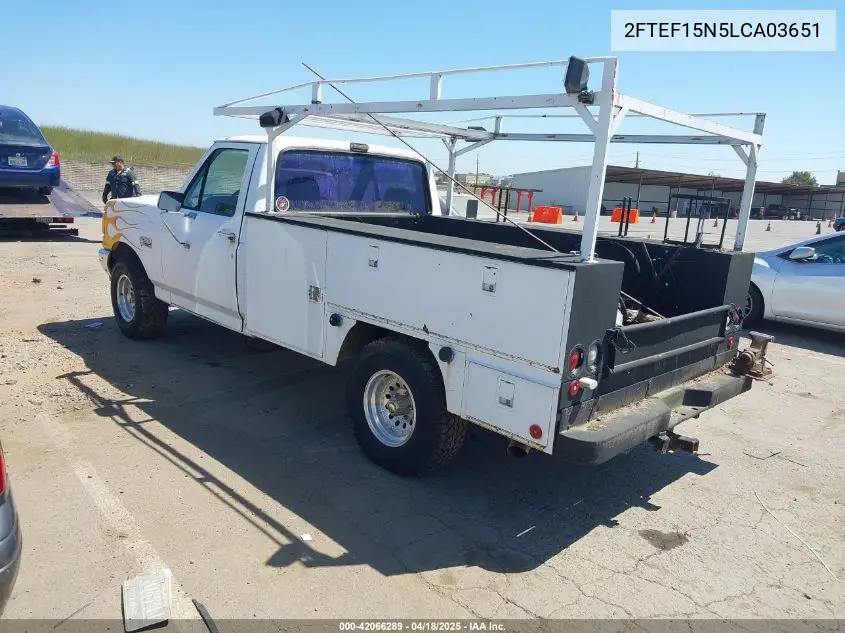1990 Ford F150 VIN: 2FTEF15N5LCA03651 Lot: 42066289