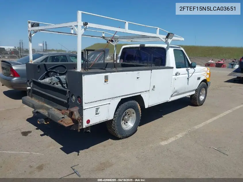 1990 Ford F150 VIN: 2FTEF15N5LCA03651 Lot: 42066289
