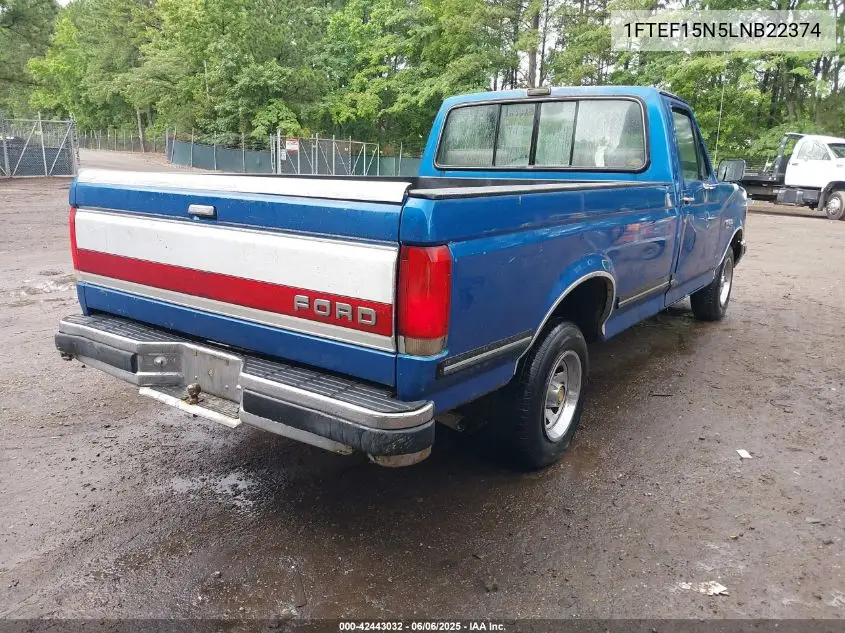 1990 Ford F150 VIN: 1FTEF15N5LNB22374 Lot: 42443032