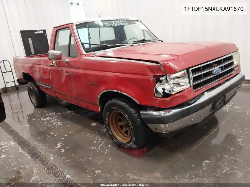 1990 Ford F150 VIN: 1FTDF15NXLKA91670 Lot: 42567047