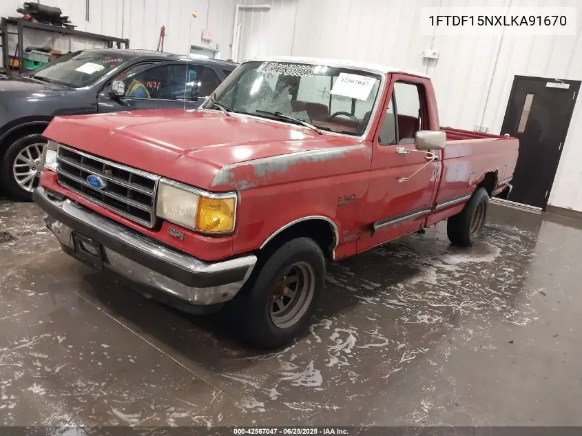 1990 Ford F150 VIN: 1FTDF15NXLKA91670 Lot: 42567047
