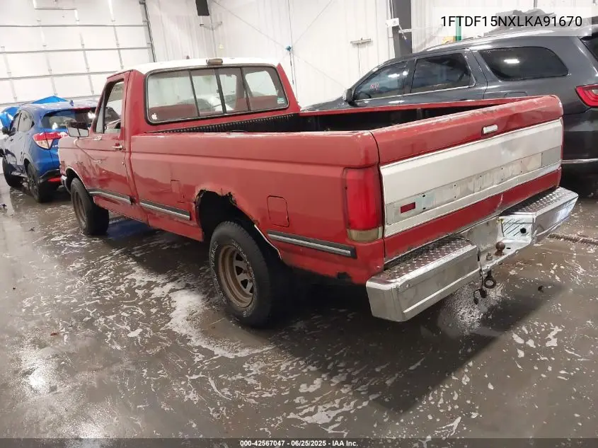 1990 Ford F150 VIN: 1FTDF15NXLKA91670 Lot: 42567047