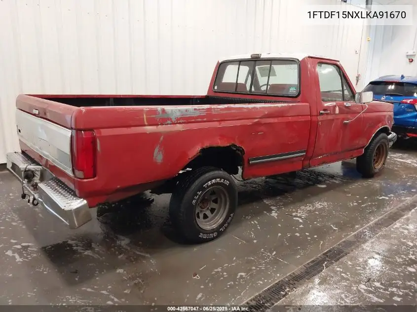 1990 Ford F150 VIN: 1FTDF15NXLKA91670 Lot: 42567047