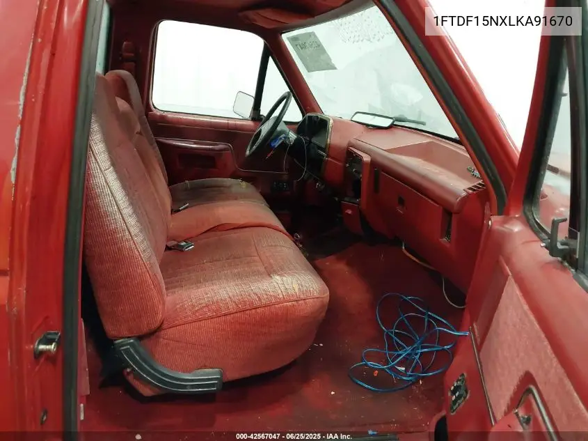 1990 Ford F150 VIN: 1FTDF15NXLKA91670 Lot: 42567047