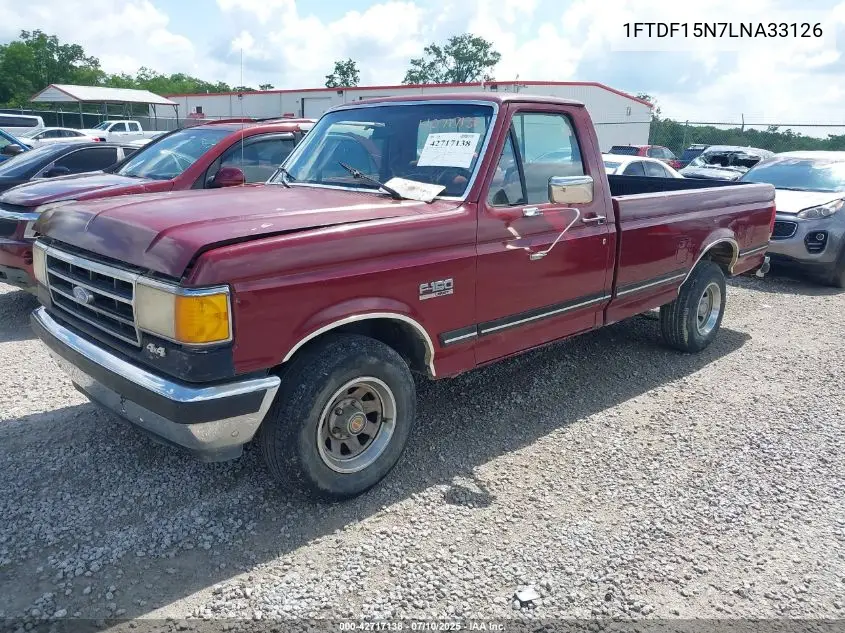 1990 Ford F150 VIN: 1FTDF15N7LNA33126 Lot: 42717138