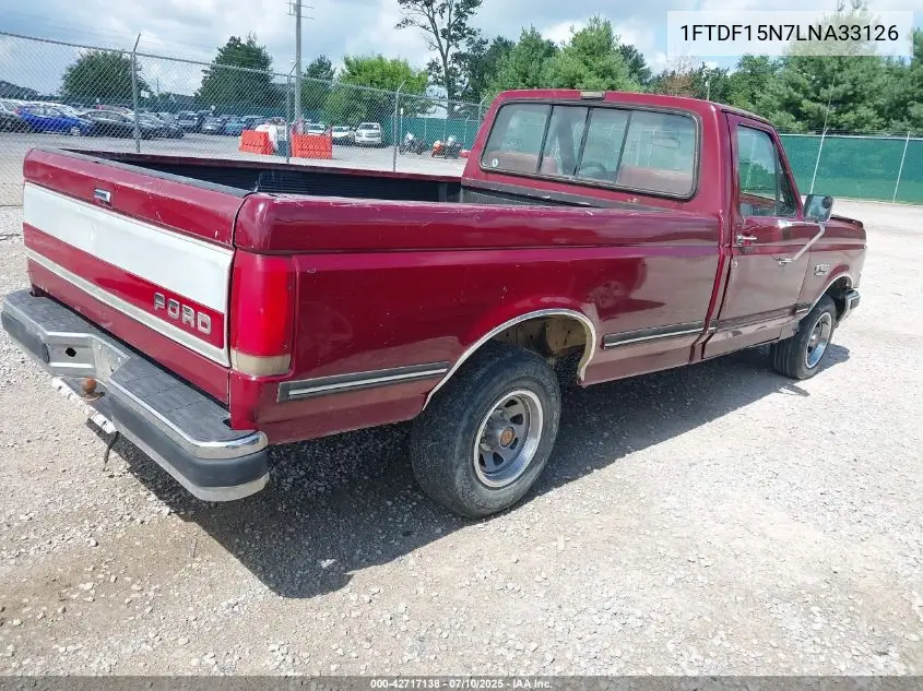 1990 Ford F150 VIN: 1FTDF15N7LNA33126 Lot: 42717138