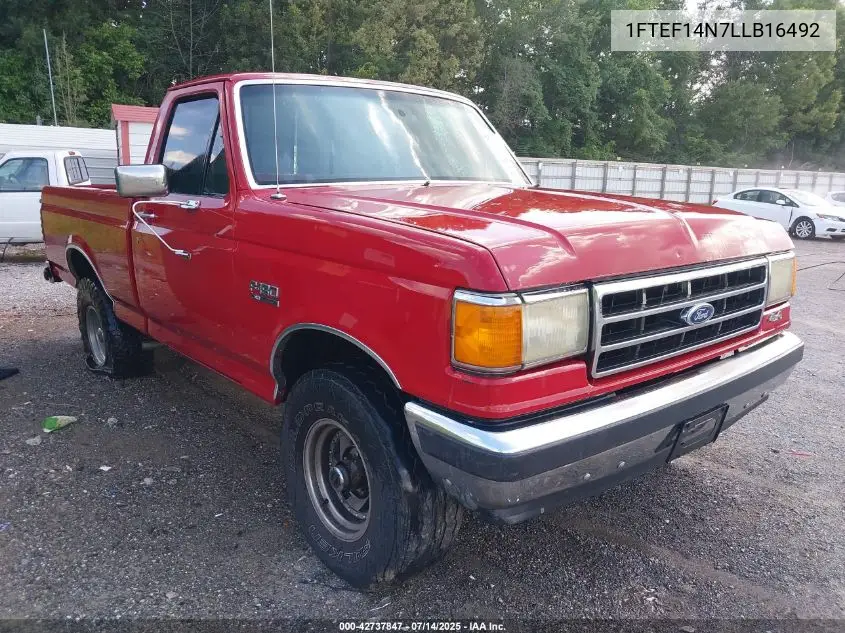 1990 Ford F150 VIN: 1FTEF14N7LLB16492 Lot: 42737847