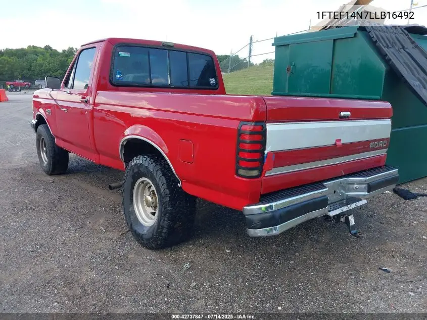 1990 Ford F150 VIN: 1FTEF14N7LLB16492 Lot: 42737847