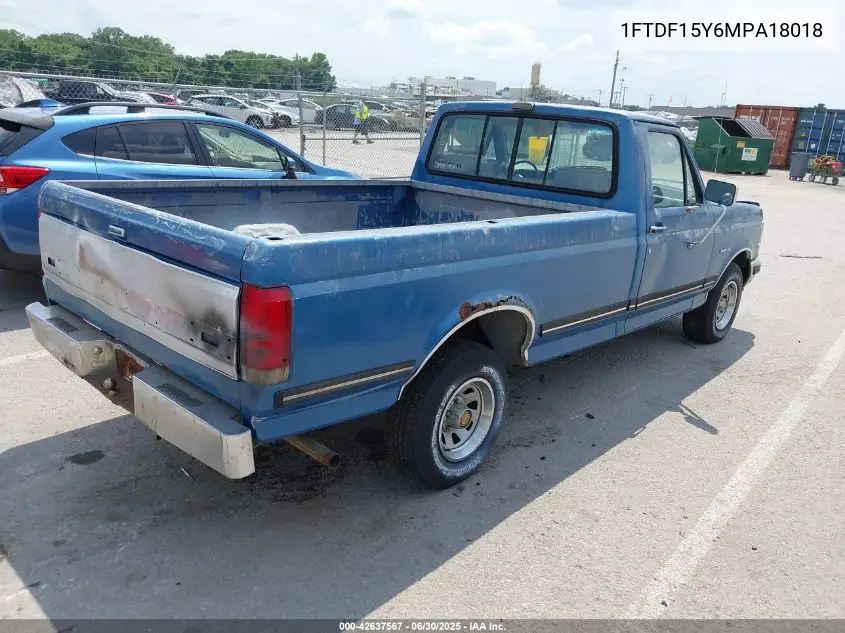 1991 Ford F150 VIN: 1FTDF15Y6MPA18018 Lot: 42637567